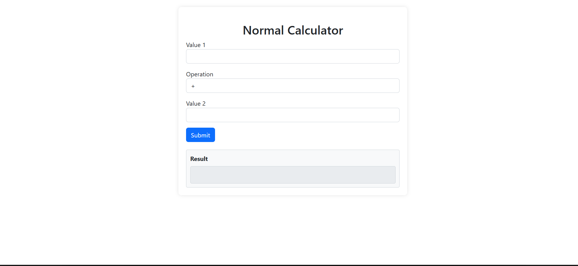 Basic Calculator using python djnago. html, css, js, bootstrap